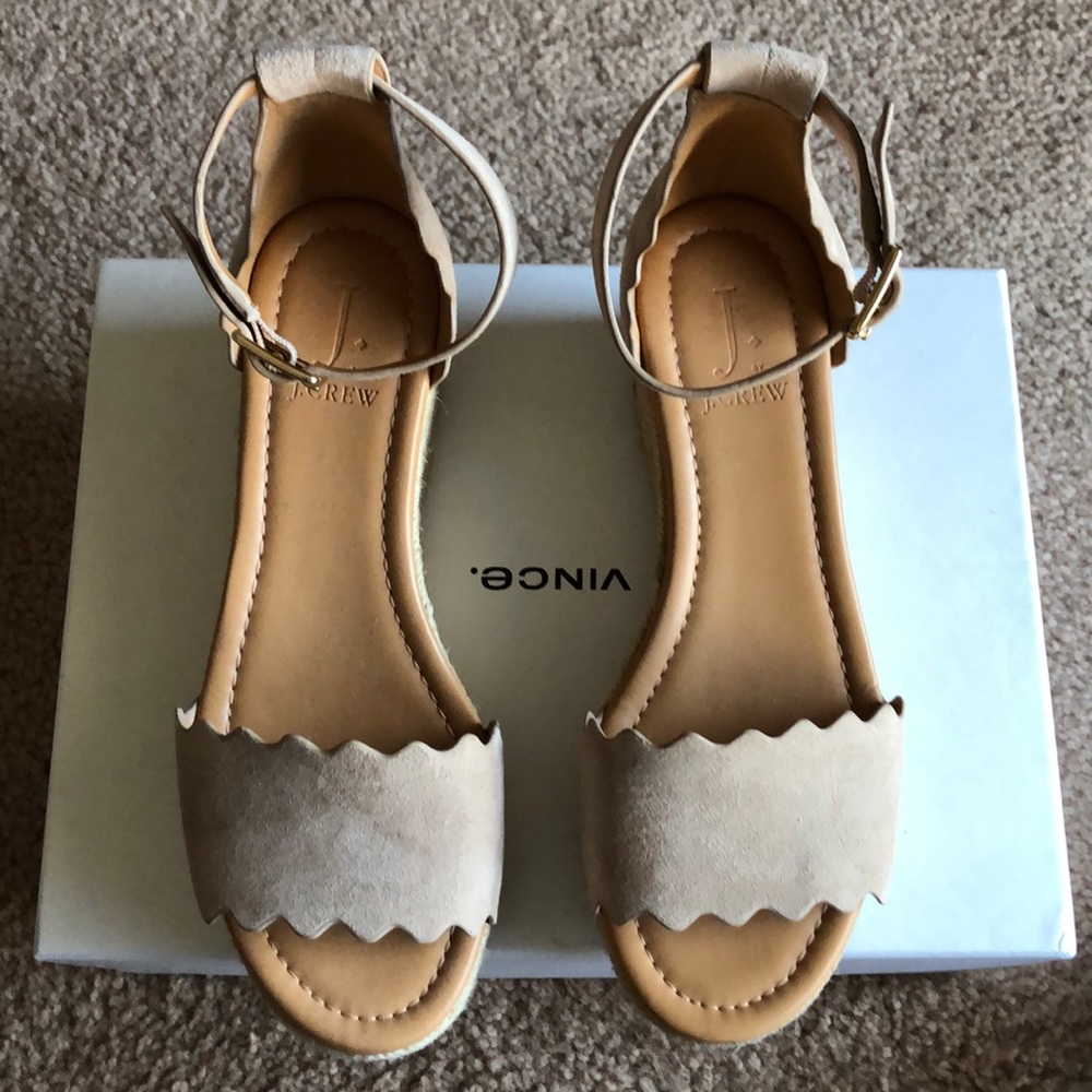 J.Crew Factory - suede platform espadrille sandal / scalloped edition